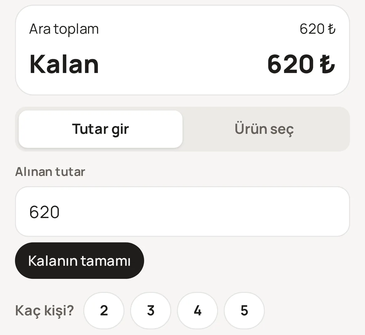 Kişi sayısına böl